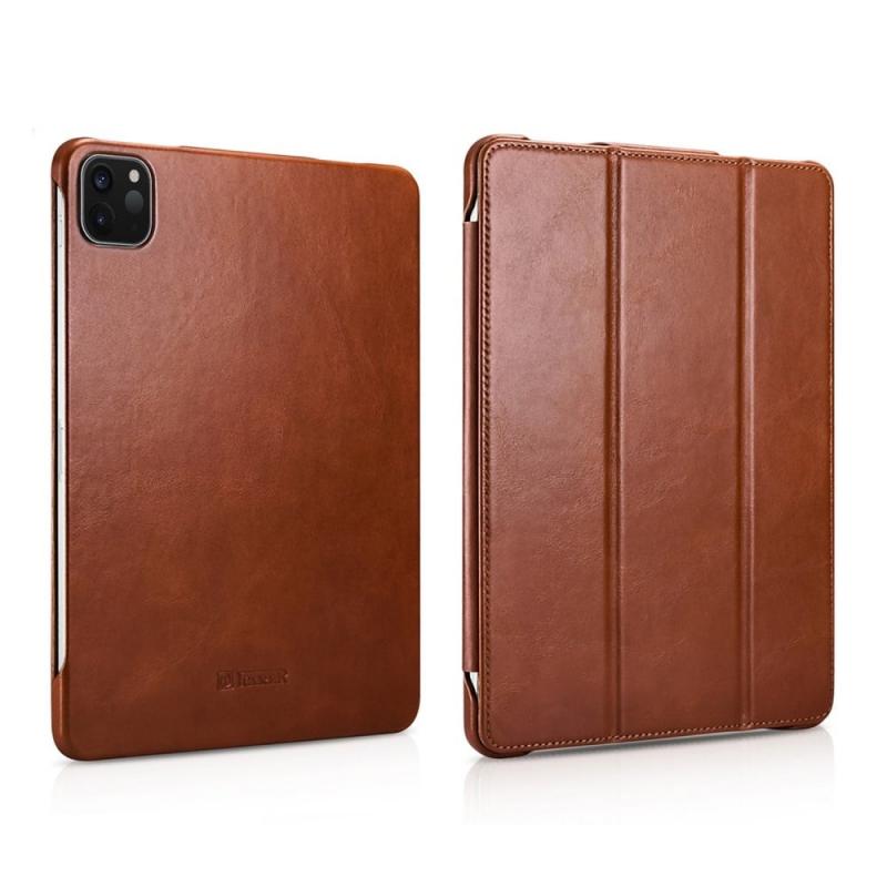 Icarer - 3-Vouw echt lederen sleepcover hoes - iPad Pro 11 inch (2018-2020) - Cognac