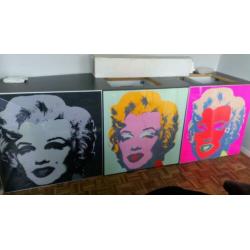 3x Marilyn Monroe - Andy Warhol ingekaderd