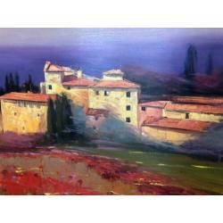 Schilderij uit Toscane: Le case al Tramonto