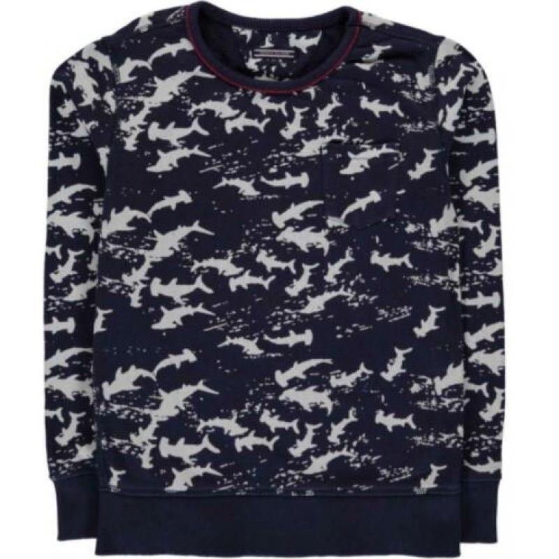 TOMMY HILFIGER - d.bl. sweater met haaien - 152