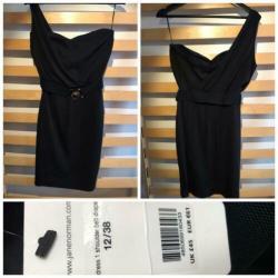 Zwarte one shoulder jurk van Jane Norman maat 38