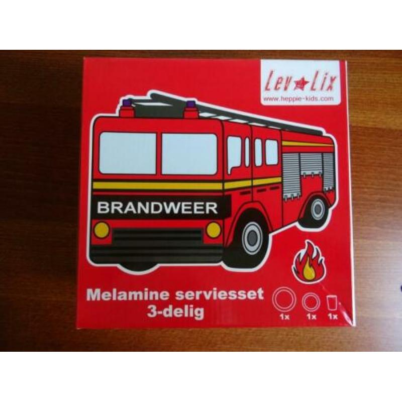 2 brandweer kinder servies-set. 3 delig nieuw.