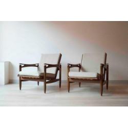 Twee retro / vintage deense design fauteuils uit de jaren 60