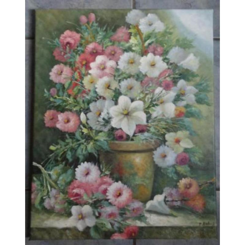 STILLEVEN * OLIEVERF OP LINNEN * PLANT in Pastel *