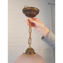 Antieke Hanglamp met glazen pegels - Hand geschilderd