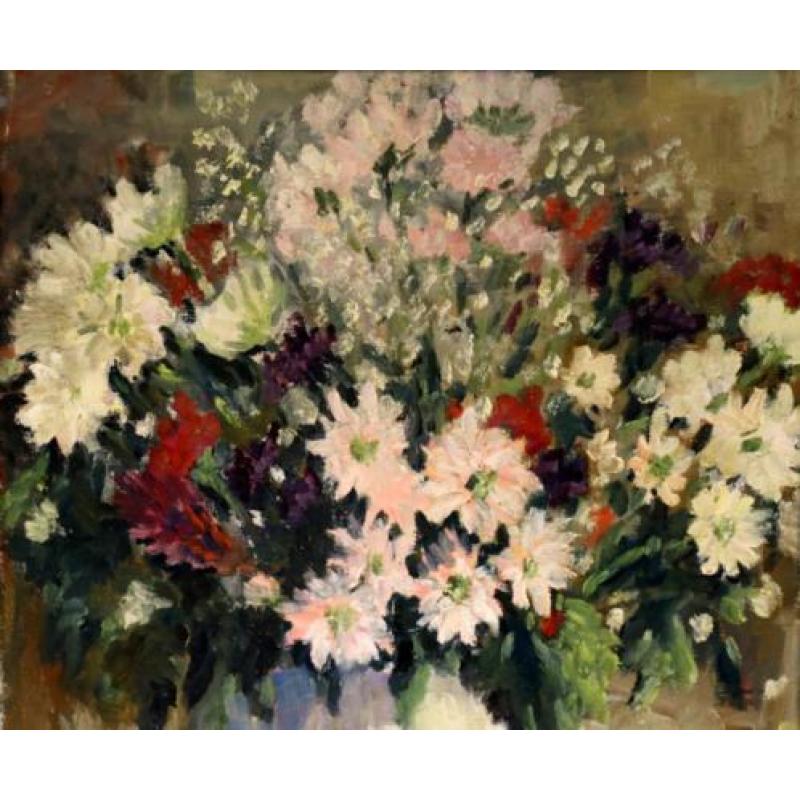 Prachtig kleurrijk schilderij, bloemen, Hollandse school.