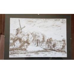 Originele pentekening Molen van Piet Alkmaar Kennemersingel