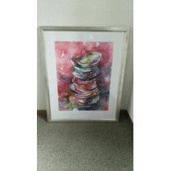 Unieke aquarel in mooie lijst met paspartoe