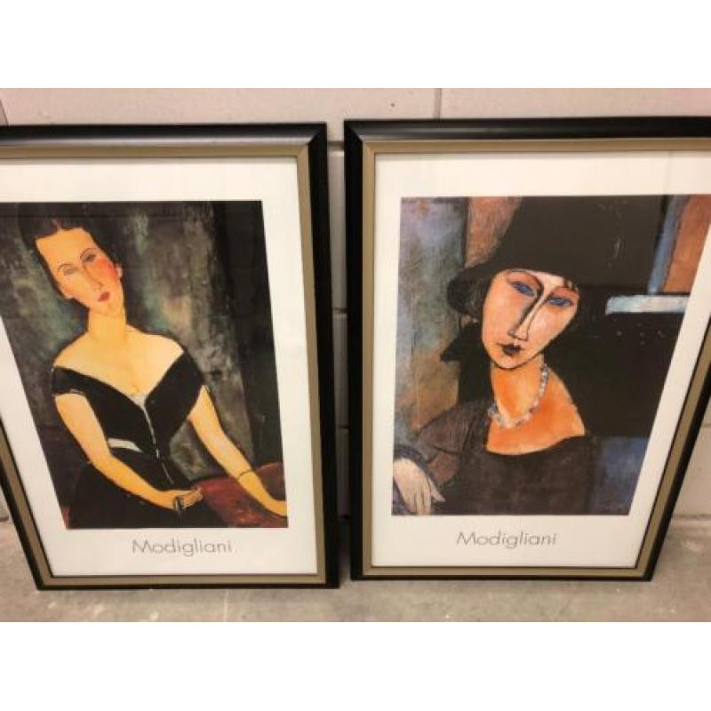 2 klassiek modern abstract ingelijste Modigliani posters