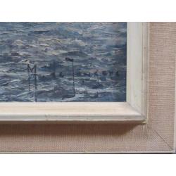 =doek 50 x 80 cm==MARINUS DE JONGERE 1912-1978=havengezicht=