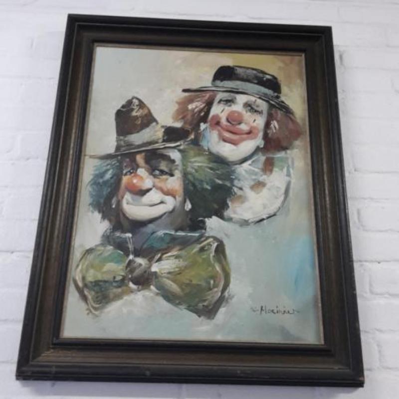 Olieverf schilderij Clowns