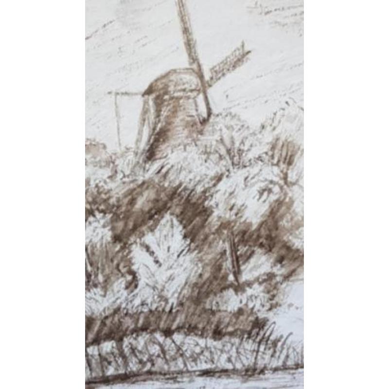 Originele pentekening Molen van Piet Alkmaar Kennemersingel