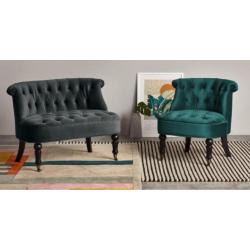 Bouji fauteuil, zeeschuimblauw fluweel